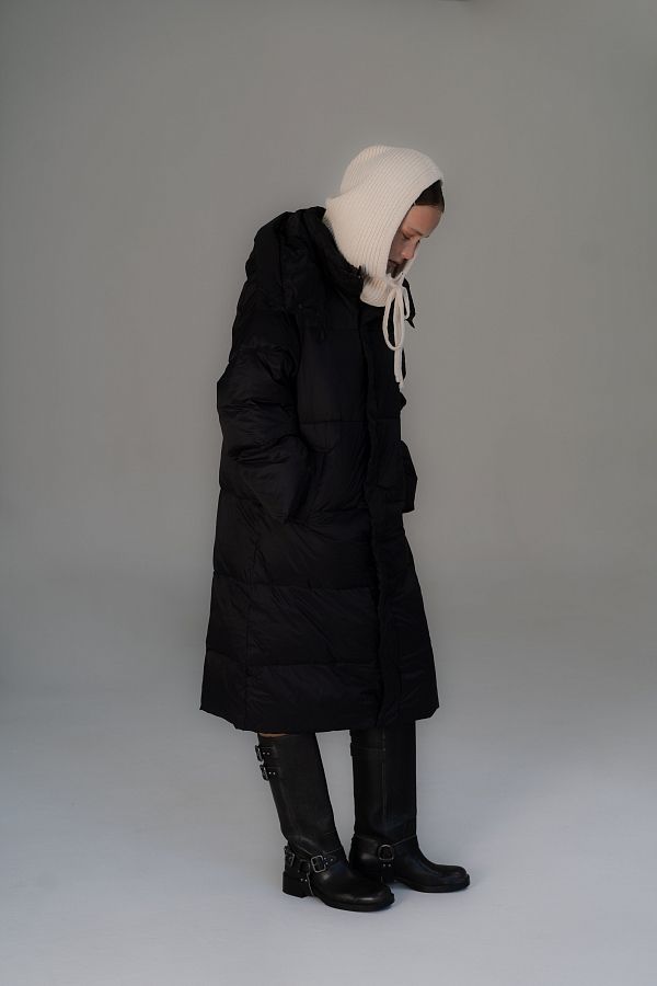 Пуховик довгий з капюшоном чорний PUH/1 #RU# Пуховик длинный с капюшоном черный PUH/1 № 2