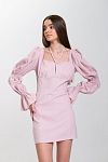 Сукня міні  з льону рожева D0125 № 3