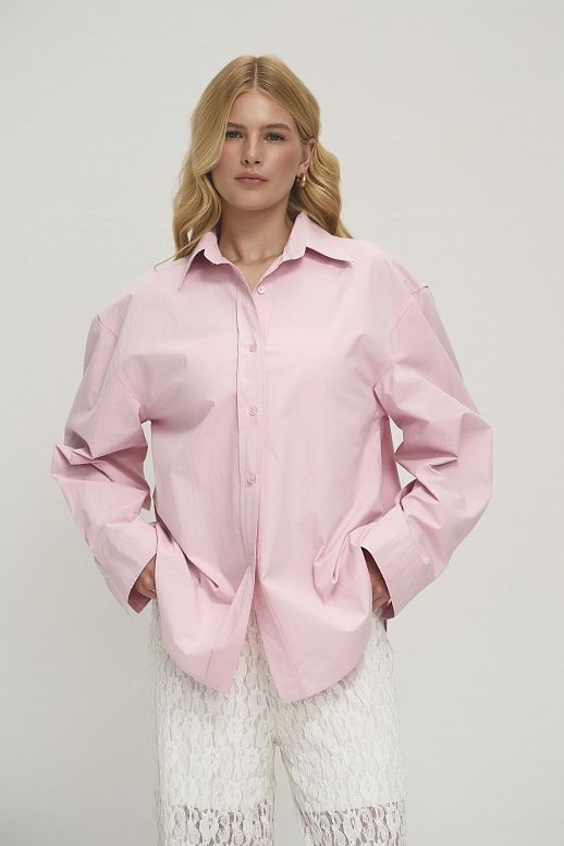 Сорочка класична вільного крою рожева