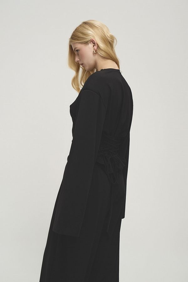 Костюм з лонгслівом на шнурівці та широкими штанами чорний SET-LONG/1 #RU# Костюм с лонгсливом на шнуровке и широкими брюками SET-LONG/1 № 4