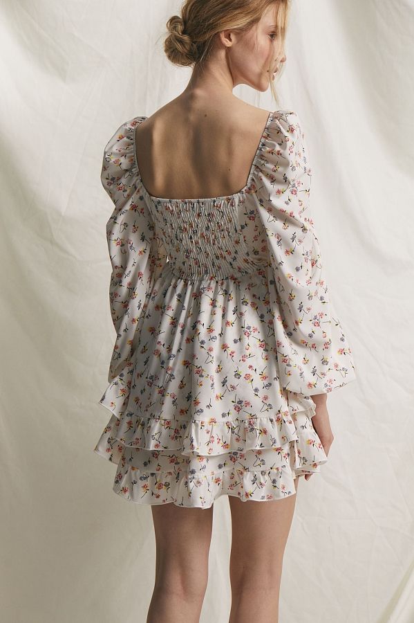 Сукня з софту подвійна спідниця молочна в різнокольорові квіти KA0036C#1D#12 № 4