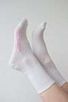 Шкарпетки базові біло-рожеві з лого MBocharova NOS01 № 2