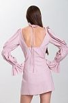 Сукня міні  з льону рожева D0125 № 4