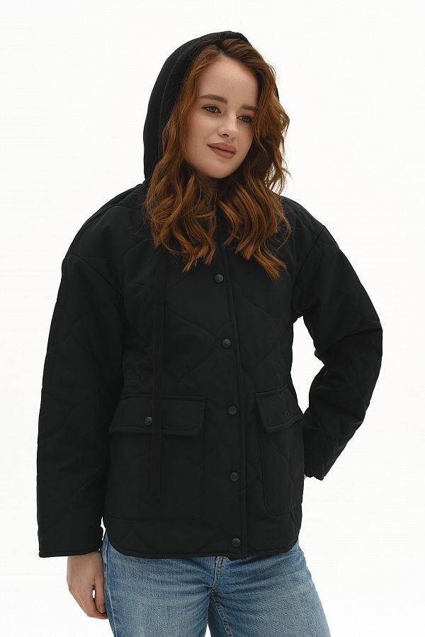 Куртка з трикотажним капюшоном чорний KTR01KAP/1 #RU# Куртка с трикотажным капюшоном KTR01KAP/1 № 1