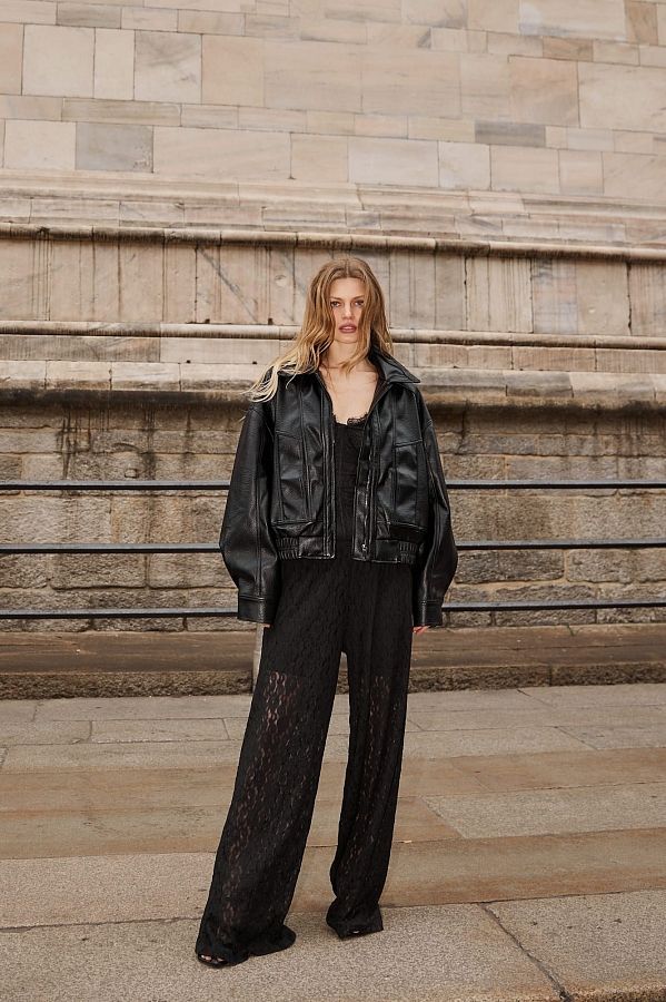 Куртка oversize шкіряна чорна  URBAN-01 #RU# Куртка oversize кожаная черная URBAN-01 № 6