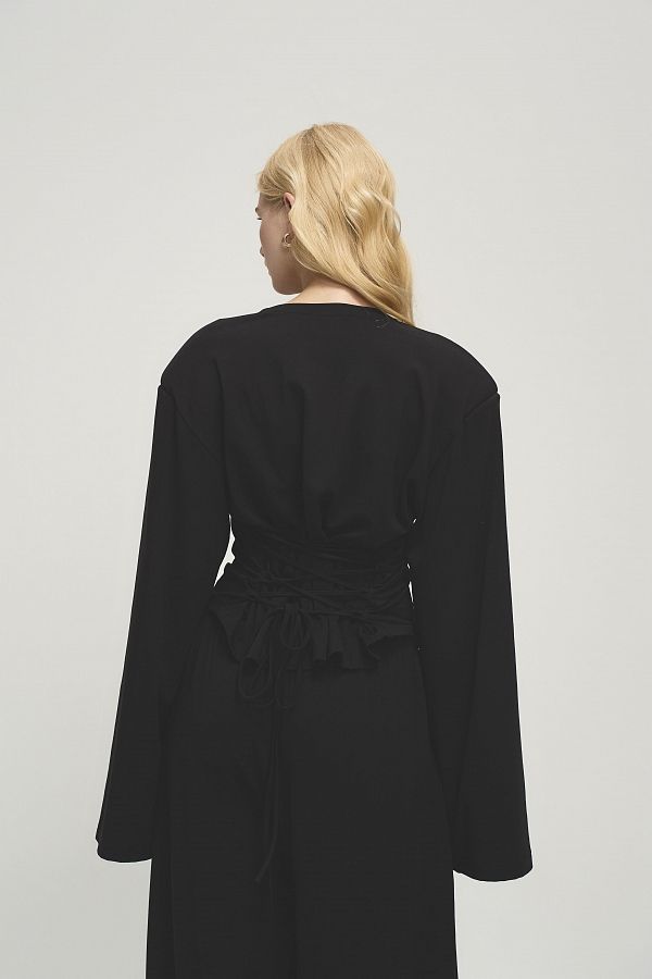 Костюм з лонгслівом на шнурівці та широкими штанами чорний SET-LONG/1 #RU# Костюм с лонгсливом на шнуровке и широкими брюками SET-LONG/1 № 5