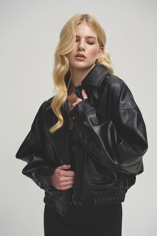 Куртка oversize шкіряна чорна